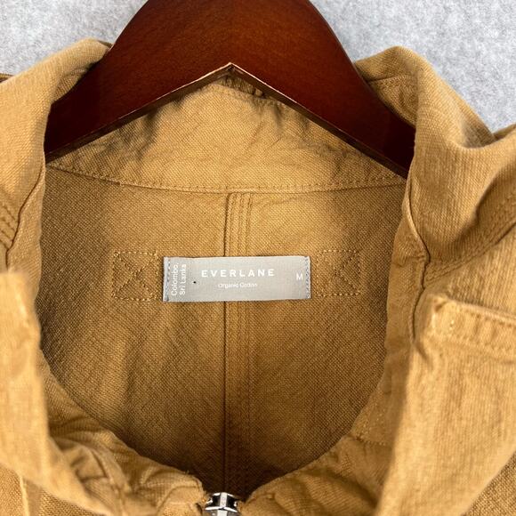 Everlane Beige The Canvas Organic Cotton Full Zip Hooded Anorak Jacket Sz Medium - Picture 8 of 12